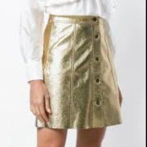 Lost + Wander Mettalic Vegan Leather Skirt XS NWT